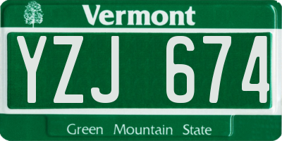 VT license plate YZJ674