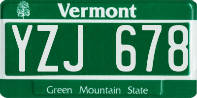 VT license plate YZJ678