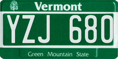 VT license plate YZJ680