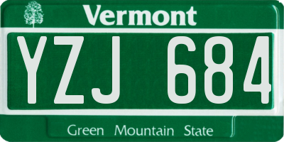VT license plate YZJ684