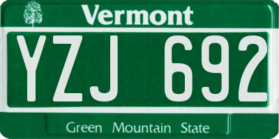 VT license plate YZJ692