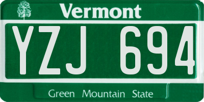 VT license plate YZJ694