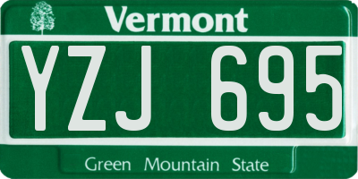 VT license plate YZJ695