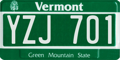 VT license plate YZJ701