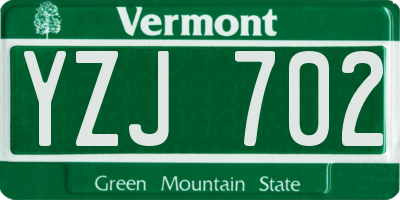 VT license plate YZJ702