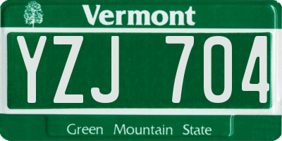 VT license plate YZJ704