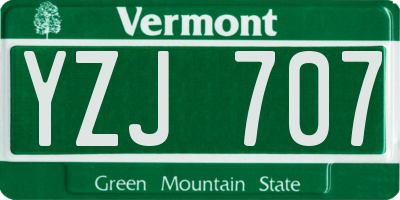 VT license plate YZJ707