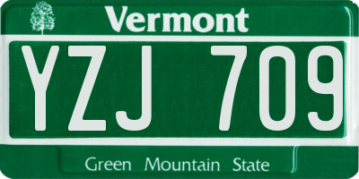 VT license plate YZJ709