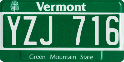 VT license plate YZJ716