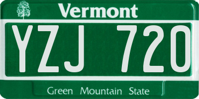 VT license plate YZJ720