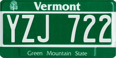 VT license plate YZJ722