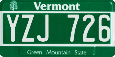 VT license plate YZJ726