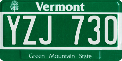 VT license plate YZJ730