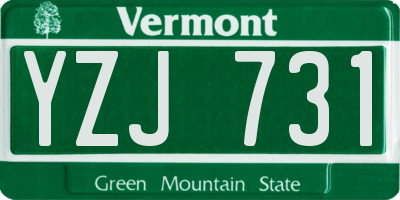 VT license plate YZJ731