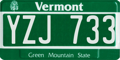 VT license plate YZJ733