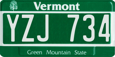 VT license plate YZJ734