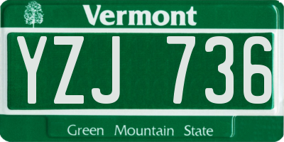 VT license plate YZJ736