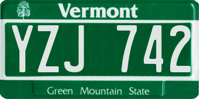 VT license plate YZJ742