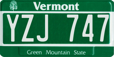 VT license plate YZJ747