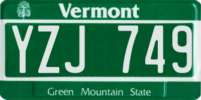 VT license plate YZJ749