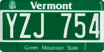 VT license plate YZJ754