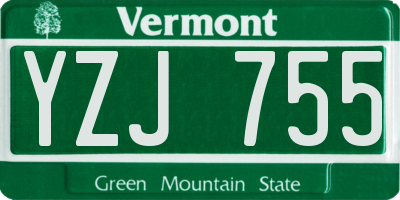 VT license plate YZJ755