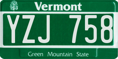 VT license plate YZJ758