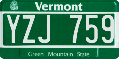 VT license plate YZJ759