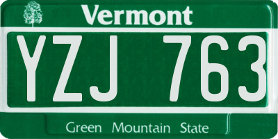 VT license plate YZJ763