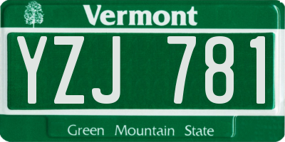 VT license plate YZJ781