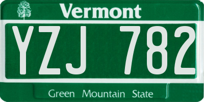 VT license plate YZJ782