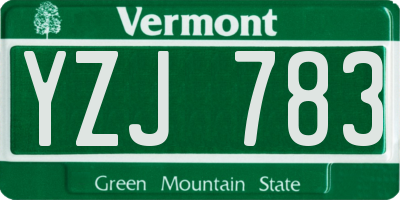 VT license plate YZJ783