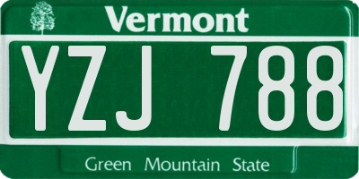 VT license plate YZJ788