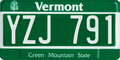 VT license plate YZJ791
