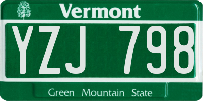VT license plate YZJ798
