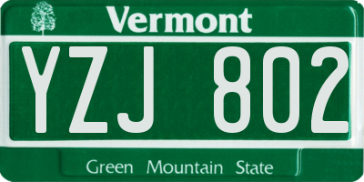 VT license plate YZJ802