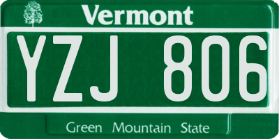 VT license plate YZJ806