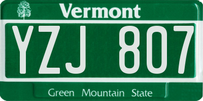VT license plate YZJ807