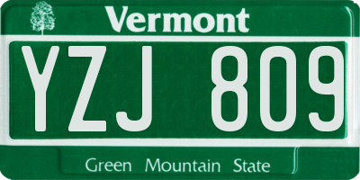 VT license plate YZJ809