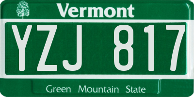 VT license plate YZJ817