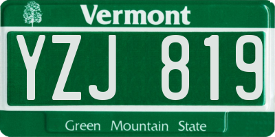 VT license plate YZJ819