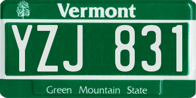 VT license plate YZJ831