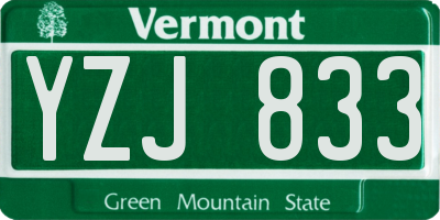 VT license plate YZJ833