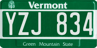 VT license plate YZJ834