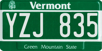 VT license plate YZJ835