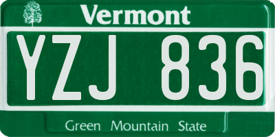 VT license plate YZJ836