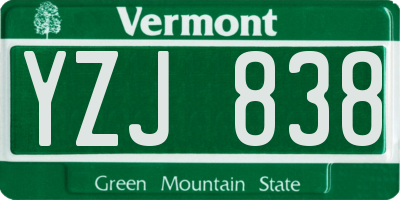 VT license plate YZJ838