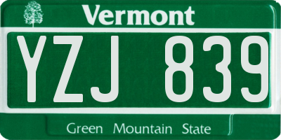 VT license plate YZJ839