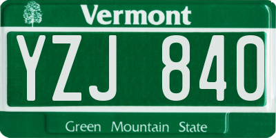 VT license plate YZJ840