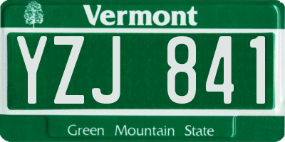 VT license plate YZJ841